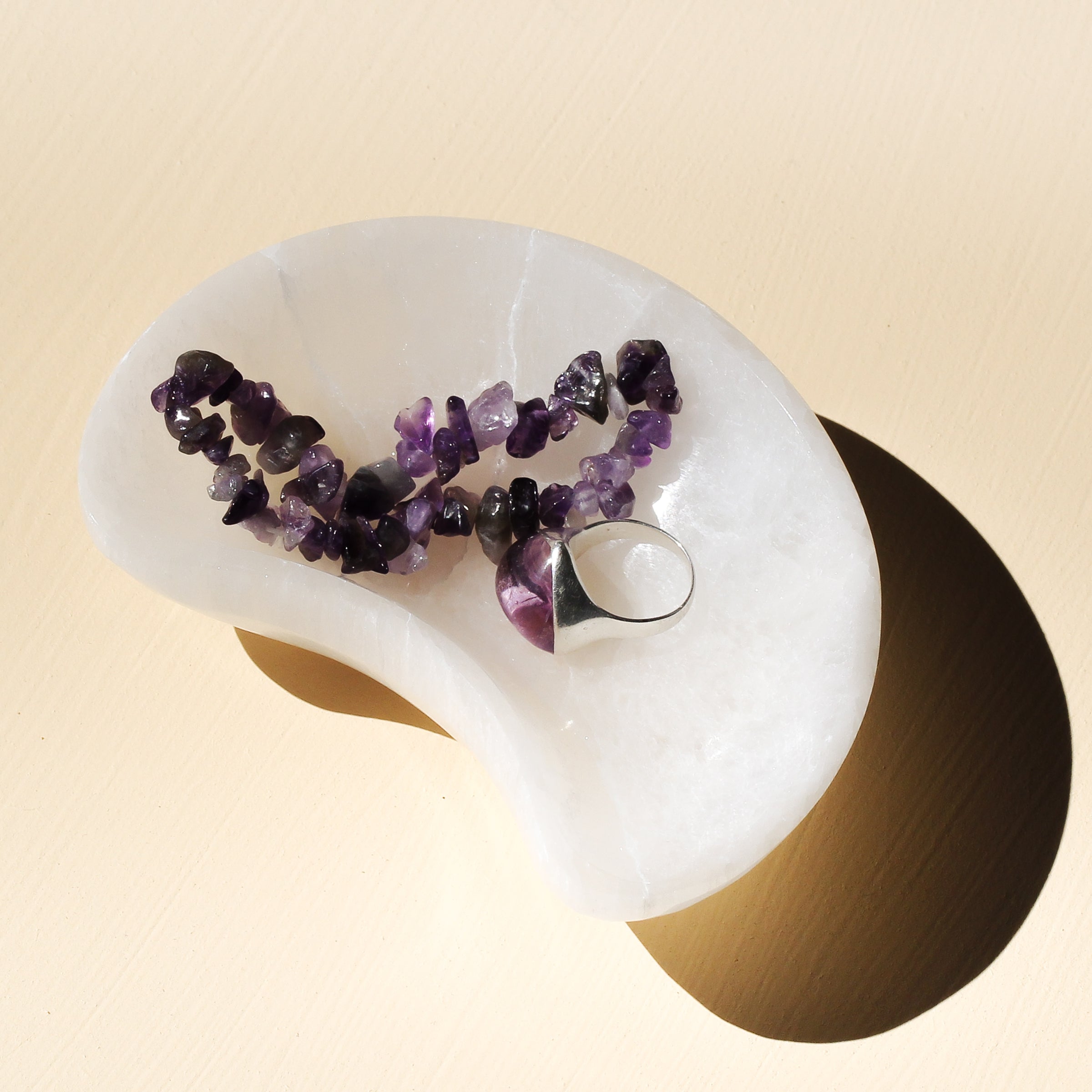 Selenite Moon Trinket Bowl