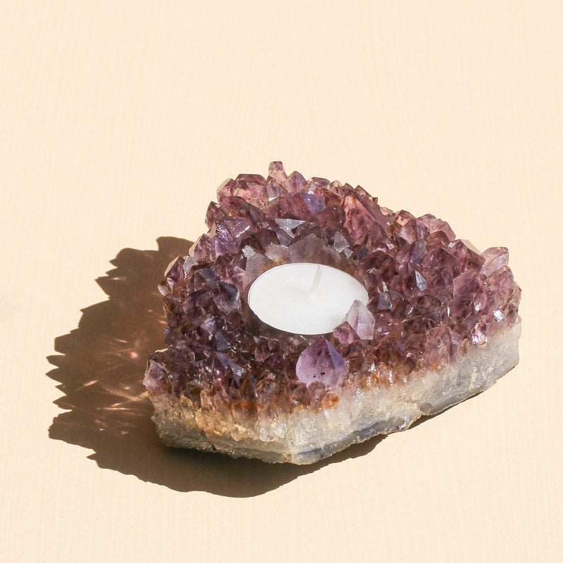 Amethyst Candle Holder in the shade of purple