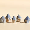 Five Angelite half-polished points in an alternating pattern