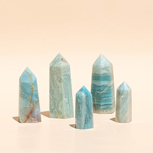 Amazonite Points in the shade of turquoise or green
