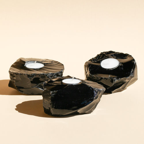Black Obsidian Candle Holders