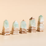 Blue Caribbean Calcite Towers arranged in a straight line