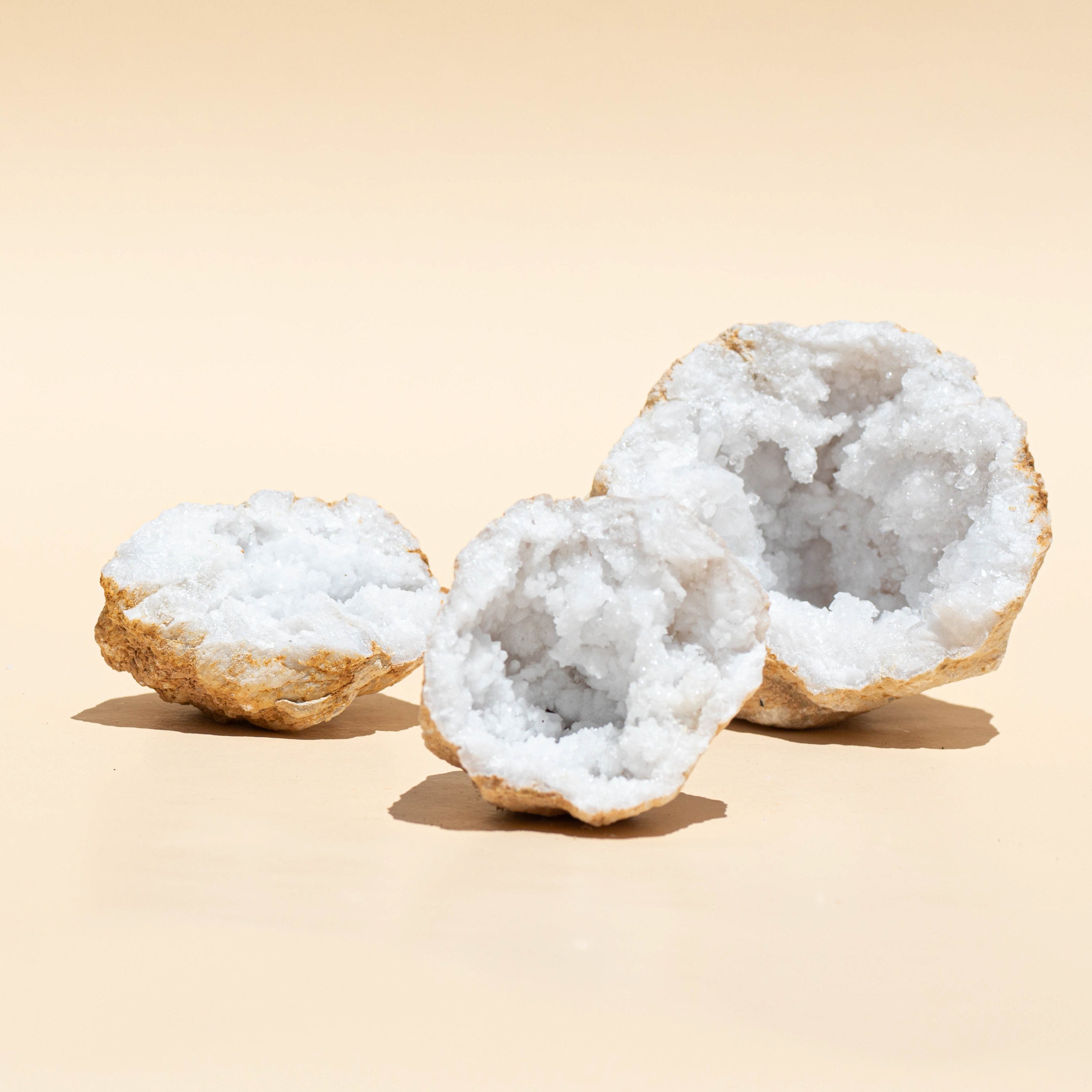 Moroccan Druzy Quartz Calcite Geodes in small, medium, and large sizes