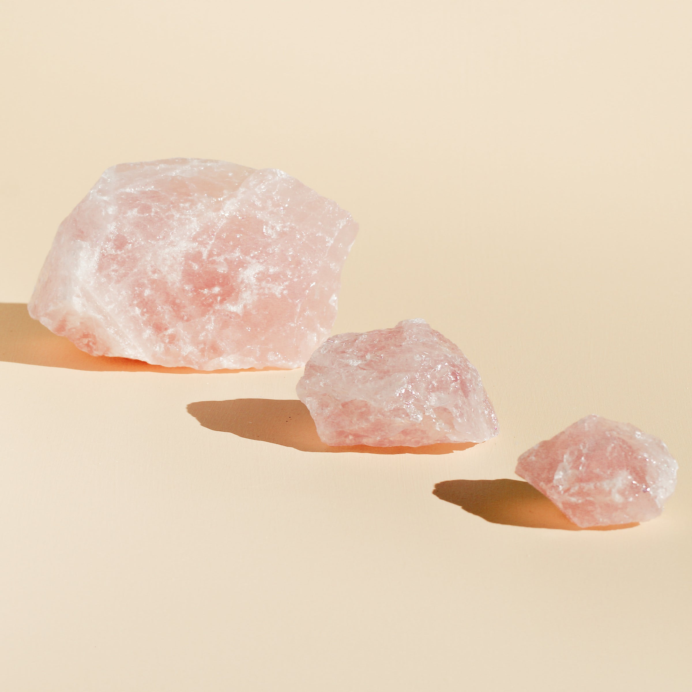 Rose Quartz Chunks in small, medium, and large sizes