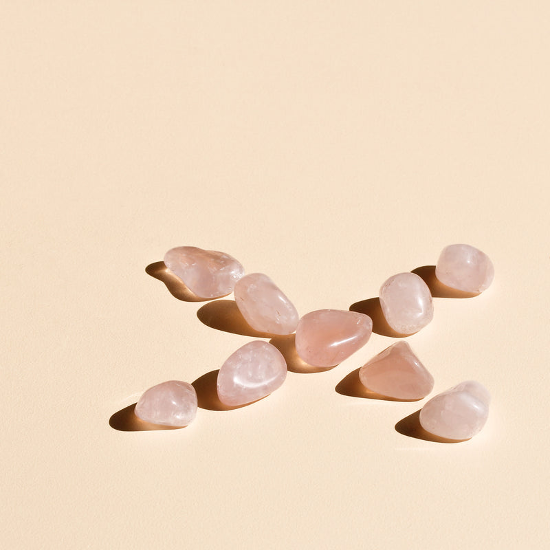 Rose Quartz Tumbles in intersecting diagonals